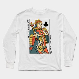 Antique Character of Playing Card Queen of Clubs Long Sleeve T-Shirt